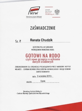 certyfikat RODO